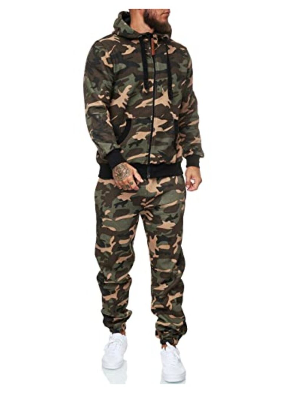 Men's 2 Piece Tracksuit Set Athletic Jogging Suit with Hooded Jacket and Pockets